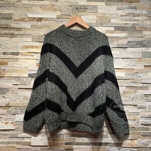 GRL Homespun Japan Chevron Sweater | Unisex OS Olive Black Streetwear, Rare Gift